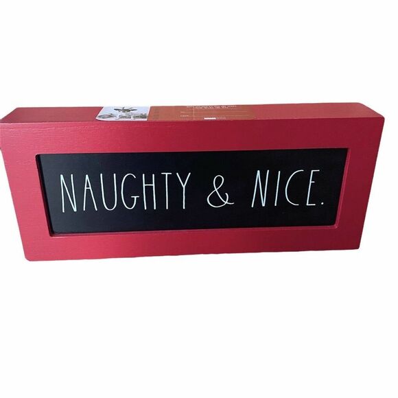 Rae Dunn Other - Rae Dunn Naughty And Nice Wooden Shelf Wall Sign Red Christmas Holiday